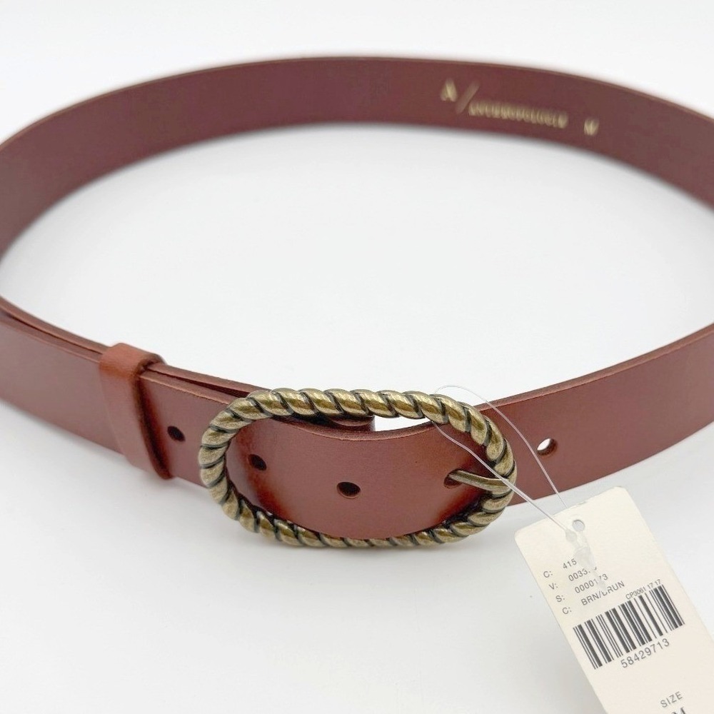 NWT‎ Anthropologie Brown Leather Belt Oval Buckle Boho Western Coastal Cowgirl M